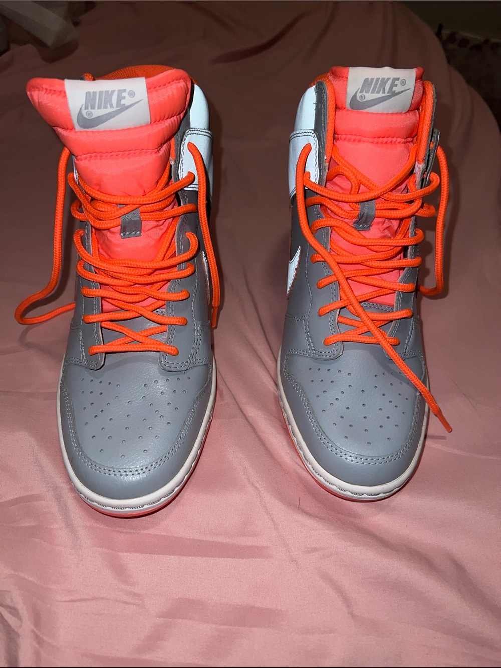 Nike Mid-Top wedge Sneakers in Gray and Neon Orange